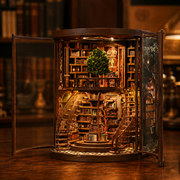 The Whispering Tree Library DIY Miniature Kit – illuminated finished miniature scene
