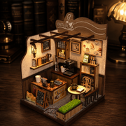 The Amber Corner Café DIY Miniature Kit – illuminated finished miniature scene