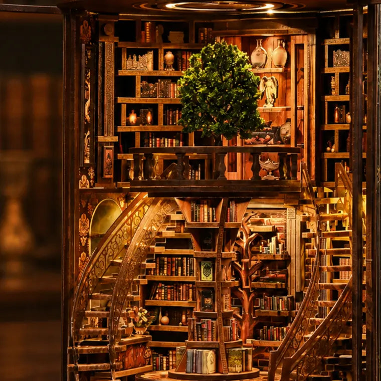The Whispering Tree Library DIY Miniature Kit — close detail