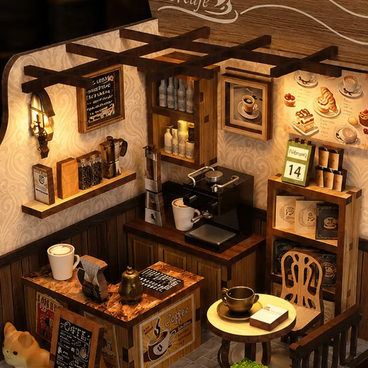 The Amber Corner Café DIY Miniature Kit — close detail