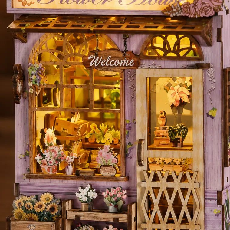 The Lavender Flower House DIY Miniature Kit — close detail