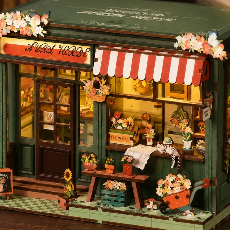 The Aurora Flower Room DIY Miniature Kit — close detail